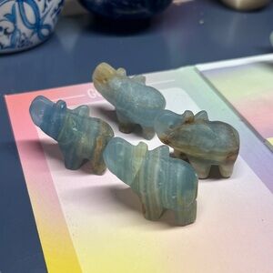 Blue onyx Crystal Elephant Carving
